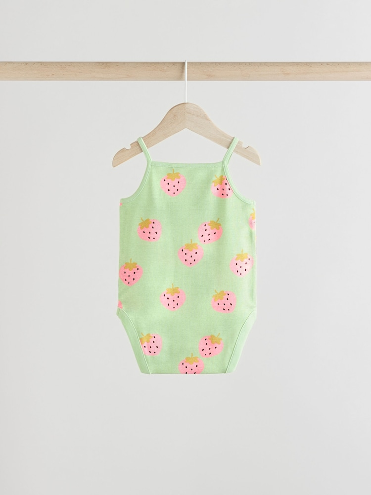 Green Baby Strappy Vest Bodysuits 5 Pack - Image 4 of 13