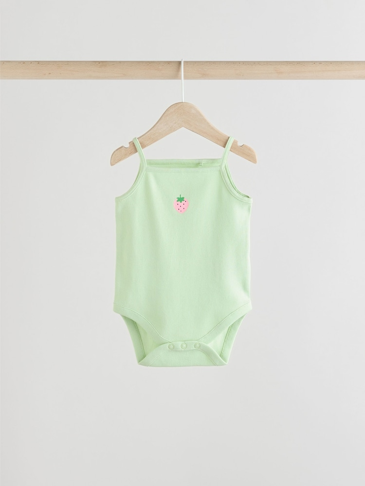 Green Baby Strappy Vest Bodysuits 5 Pack - Image 7 of 13