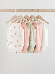 Multi Baby Strappy 100% Cotton Vest Bodysuits 5 Pack - Image 2 of 13