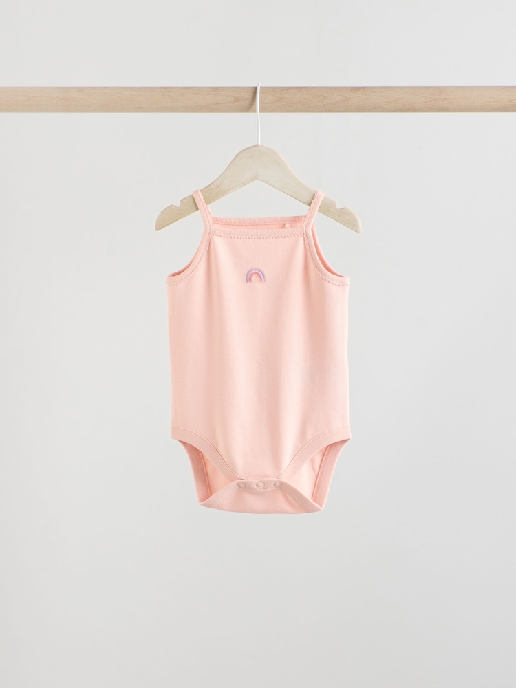 Multi Baby Strappy 100% Cotton Vest Bodysuits 5 Pack - Image 4 of 13