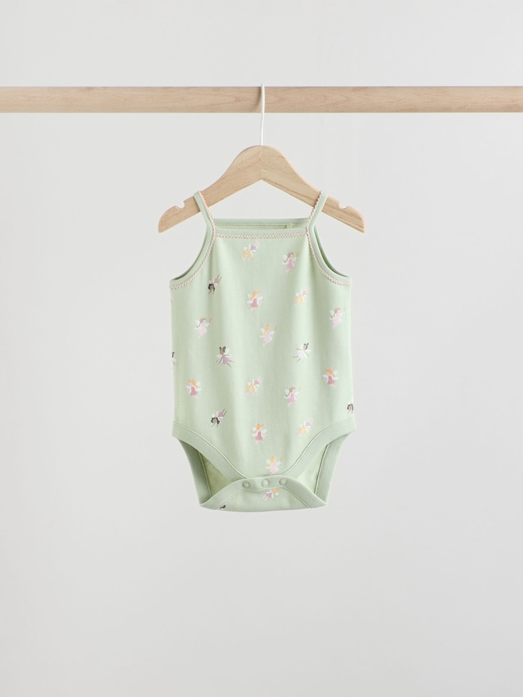 Multi Baby Strappy 100% Cotton Vest Bodysuits 5 Pack - Image 5 of 13