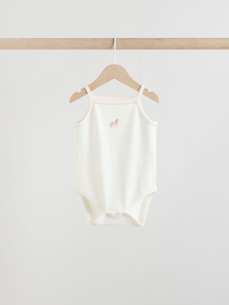 Multi Baby Strappy 100% Cotton Vest Bodysuits 5 Pack - Image 7 of 13
