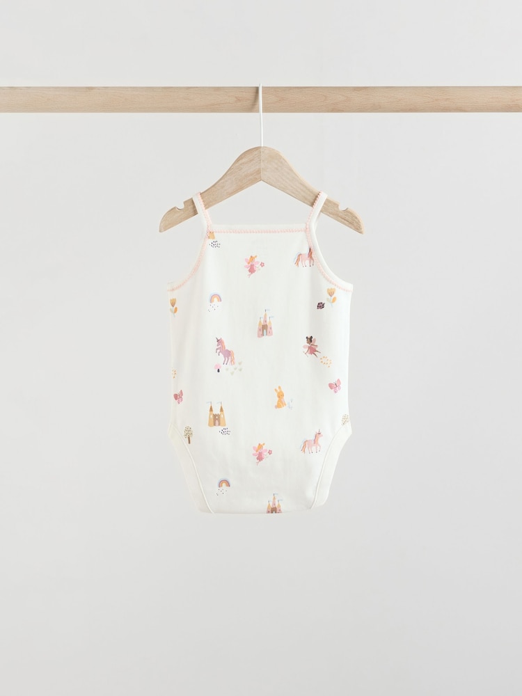Multi Baby Strappy 100% Cotton Vest Bodysuits 5 Pack - Image 8 of 13