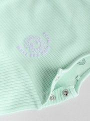 Purle/Cream Baby Slogan Short Sleeve 100% Cotton Bodysuit 3 Pack - Image 11 of 13