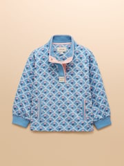 Joules Girls' Burnham Blue/Pink Funnel Neck Sweatshirt - Image 1 of 4