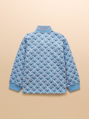 Joules Girls' Burnham Blue/Pink Funnel Neck Sweatshirt - Image 2 of 4