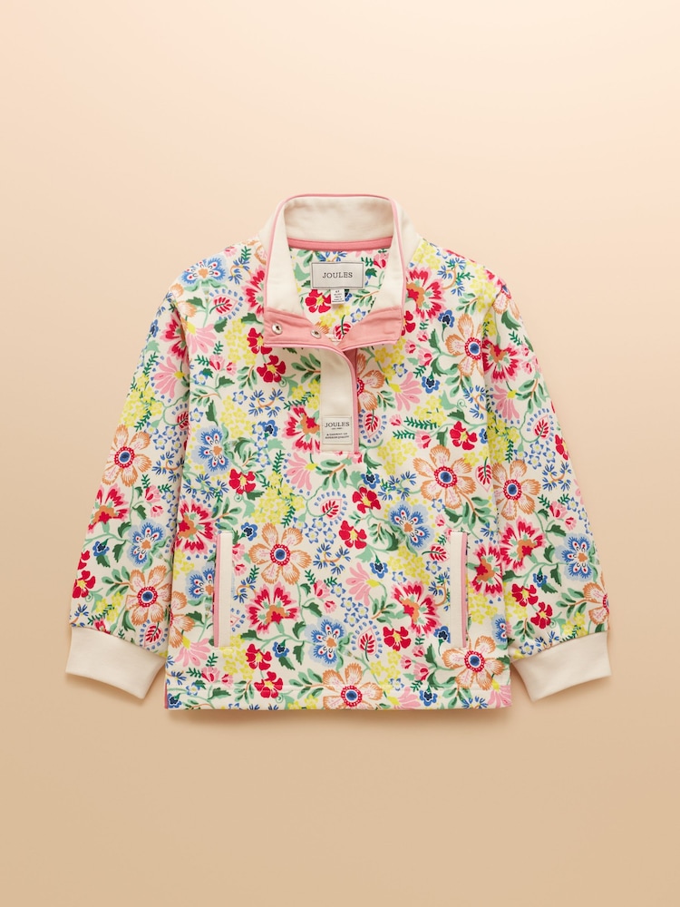 Joules Girls' Burnham Multi Funnel Neck Sweatshirt - Image 1 of 4