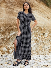 Negru - Threadbare Rochie din Jersey Midi cu talie , cu buzunare - Image 3 of 4