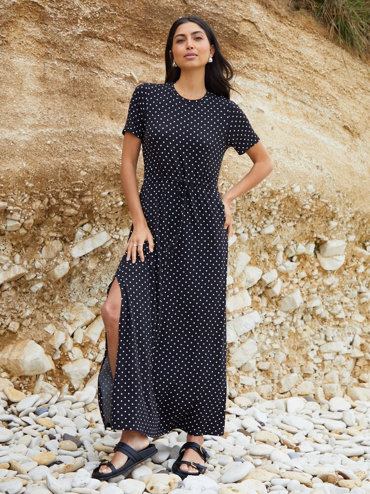 Negru - Threadbare Rochie din Jersey Midi cu talie , cu buzunare - Image 3 of 4