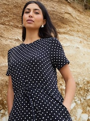 Negru - Threadbare Rochie din Jersey Midi cu talie , cu buzunare - Image 4 of 4