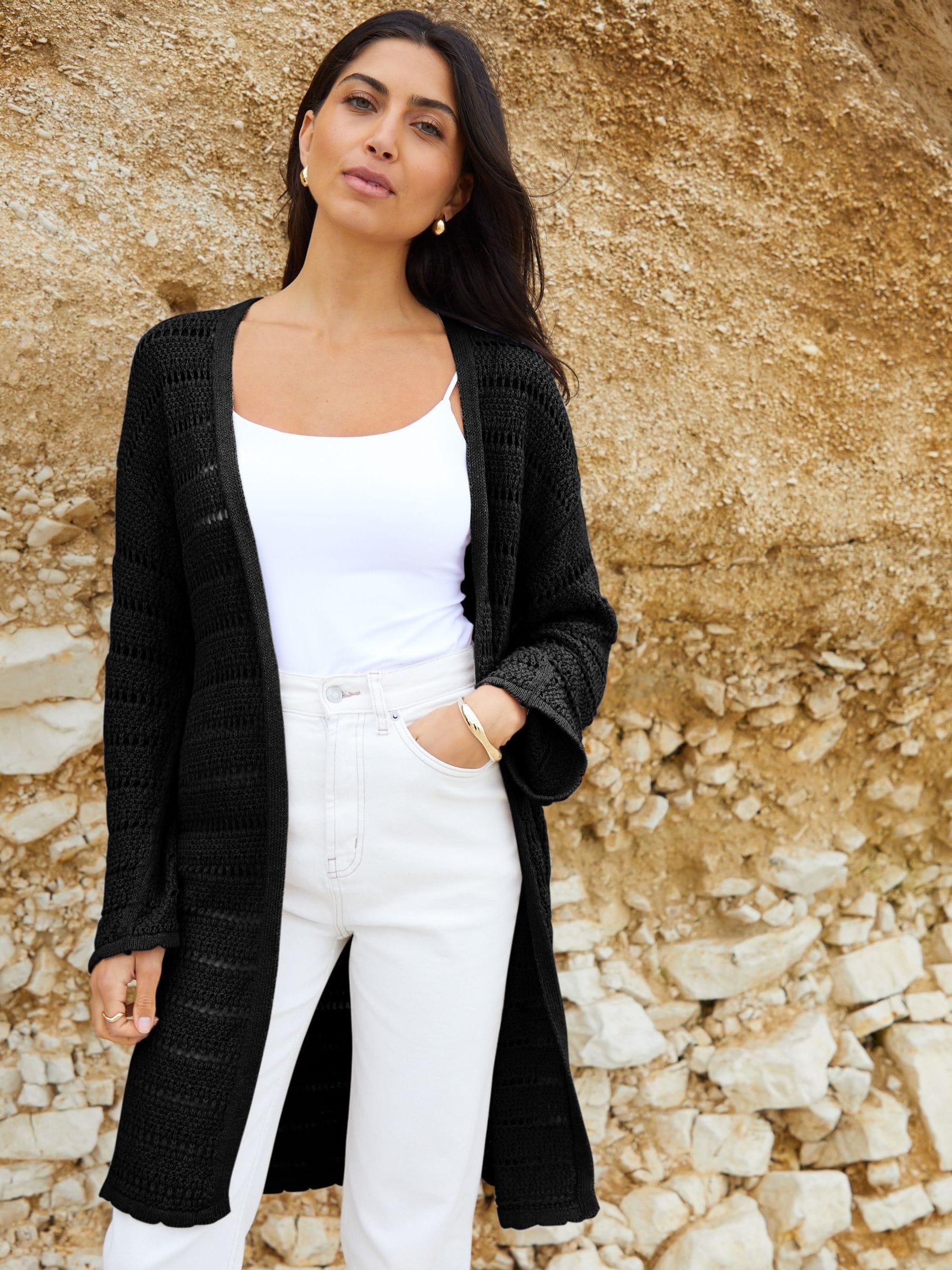 Longline crochet cardigan online