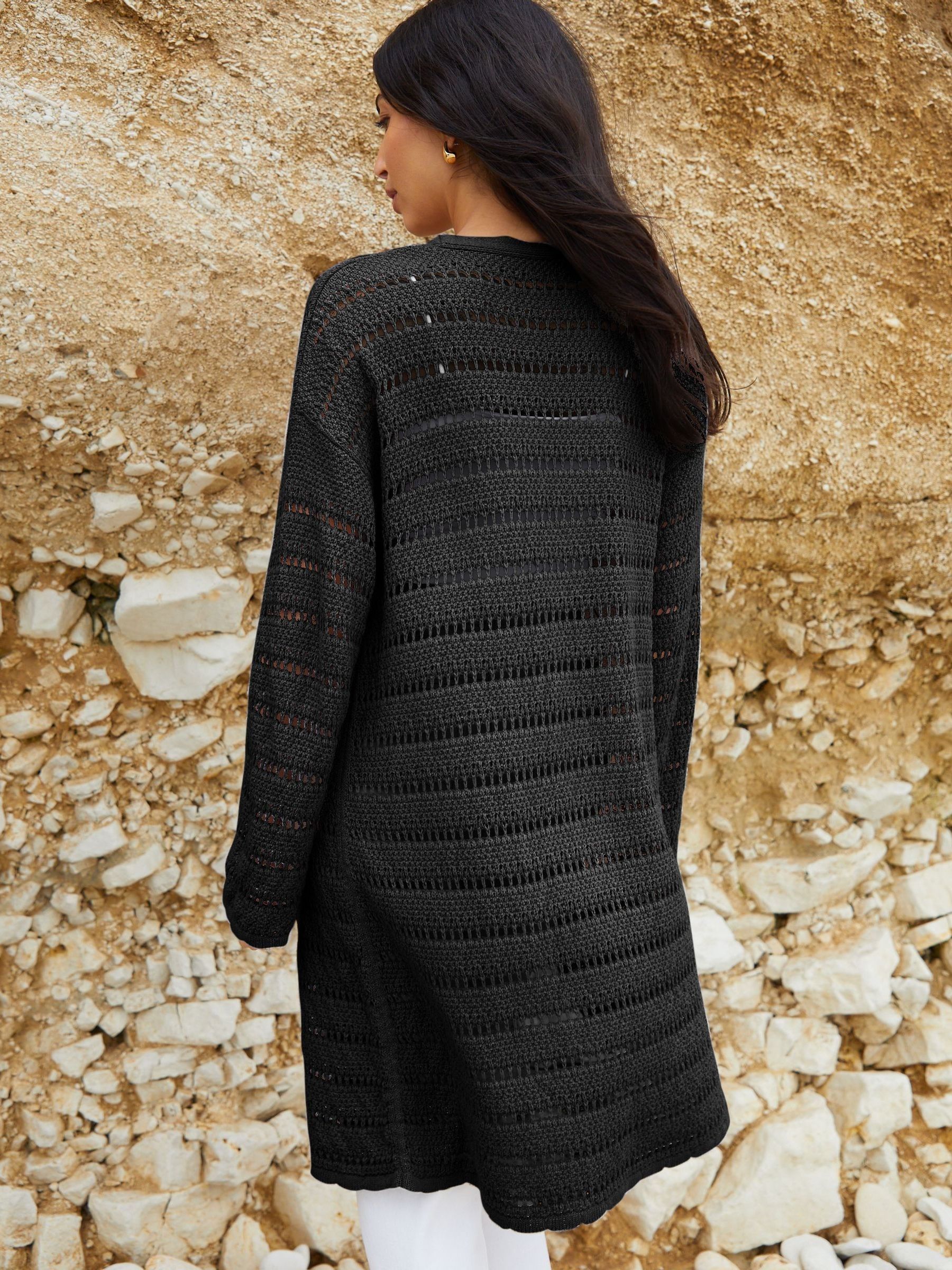 Longline crochet cardigan outlet