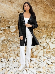 Threadbare Black Longline Crochet Knit Cardigan - Image 3 of 4