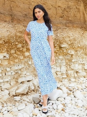 Threadbare Blue 100% Cotton Jersey Maxi Dress with Pockets - Image 1 of 4