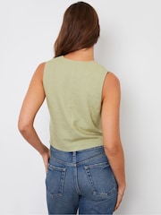 Threadbare Green Linen Blend Waistcoat - Image 2 of 5