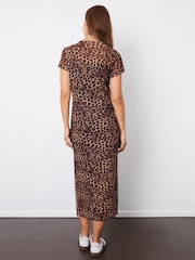 Threadbare Brown Sheer Mesh T-Shirt Maxi Dress With Cami Slip - Image 2 of 4