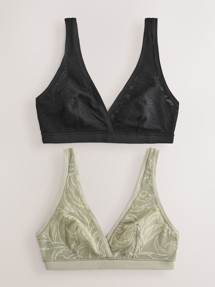 Noir/Vert - Soutiens-gorge Ultimate Comfort en dentelle brossée douce 2 Lot AE - Image 8 of 12