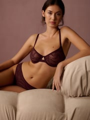 Noir/Pourpre - Ultimate Comfort Soft Brushed Lace Bras 2 Pack A-E - Image 3 de 13