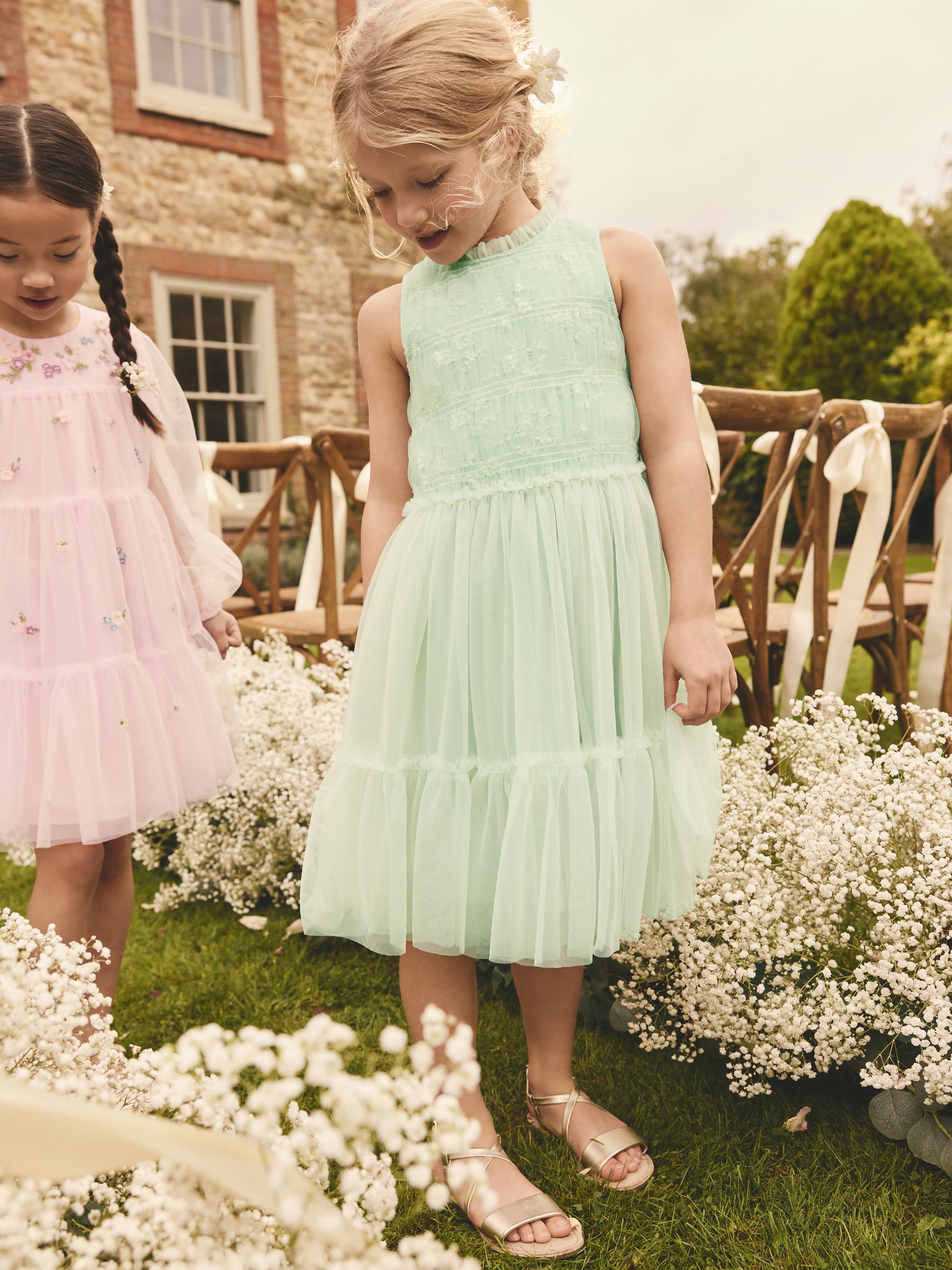 Buy Sage Green Tiered Mesh Lace Flower Girl Dress 3 16yrs from the Next UK online shop
