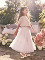Flor blanca en 3D - Flower Girl Top and Skirt Set (3-16yrs) - Imagen 3 de 10