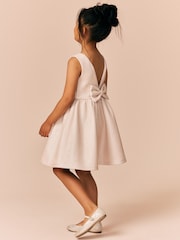Champagne Gold Bow Detail Scuba Dress (3-16yrs) - Image 3 of 8