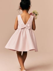 Champagne Gold Bow Detail Scuba Dress (3-16yrs) - Image 8 of 8