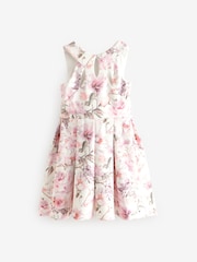 Ecru/Pink Floral Cut Out Detail Scuba Occasion Dress (1.5-16yrs) - Image 7 of 9