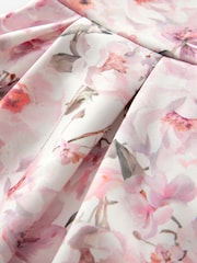 Ecru/Pink Floral Cut Out Detail Scuba Occasion Dress (1.5-16yrs) - Image 8 of 9