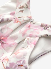 Ecru/Pink Floral Cut Out Detail Scuba Occasion Dress (1.5-16yrs) - Image 9 of 9