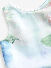 Blue Floral Cut Out Detail Scuba Occasion Dress (1.5-16yrs) - Image 9 of 9