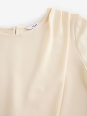 Cream Short Sleeve Crepe Asymmetric Top - Image 6 of 7