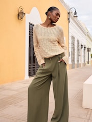Love & Roses Beige Crochet Knitted Long Sleeve Jumper - Image 3 of 4