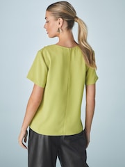 Vert citron - Haut asymétrique en crêpe manches courtes - Image 2 de 8