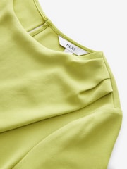 Vert citron - Haut asymétrique en crêpe manches courtes - Image 7 de 8