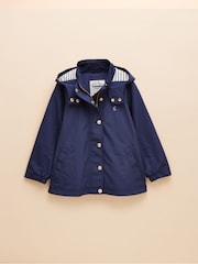 Joules Girls' Meadow Navy Blue Showerproof Raincoat With Hood - Image 1 of 6
