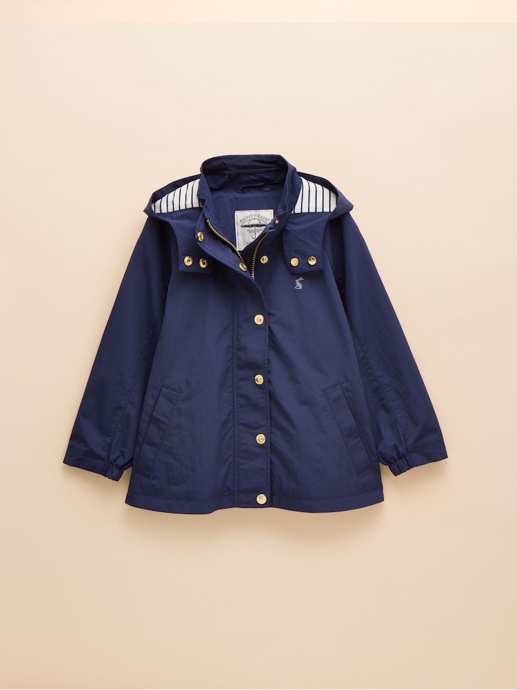 Joules Girls' Meadow Navy Blue Showerproof Raincoat With Hood - Image 1 of 6