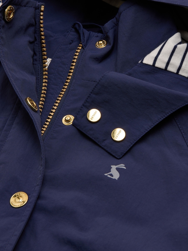 Joules Girls' Meadow Navy Blue Showerproof Raincoat With Hood - Image 6 of 6