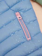 Joules Kids' Cairn Blue Hotchpotch Showerproof Padded Coat with Hood - Image 6 of 6
