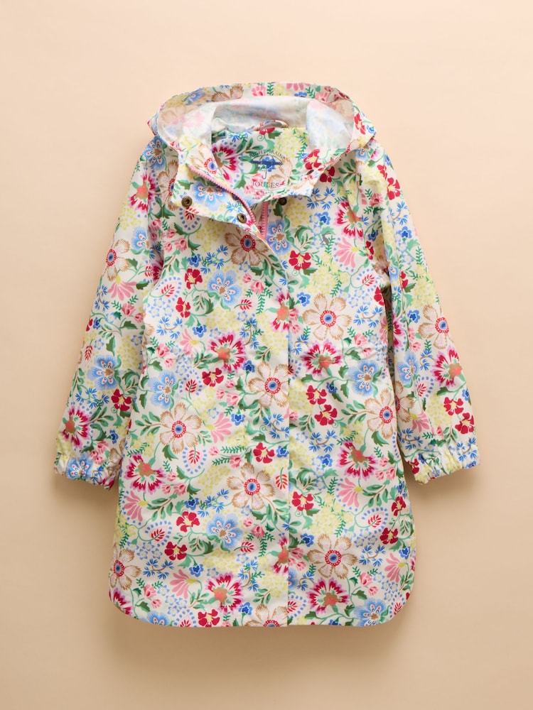 Joules Rainford Multi Floral Waterproof Packable Raincoat With Hood - Image 4 of 10