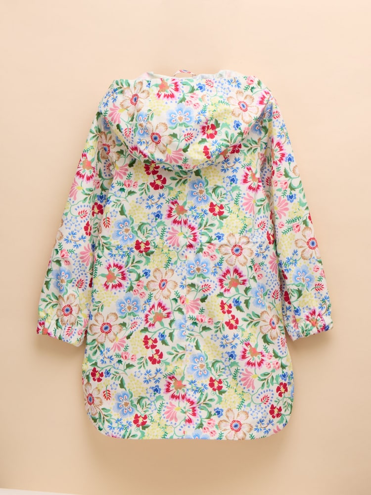 Joules Rainford Multi Floral Waterproof Packable Raincoat With Hood - Image 5 of 10