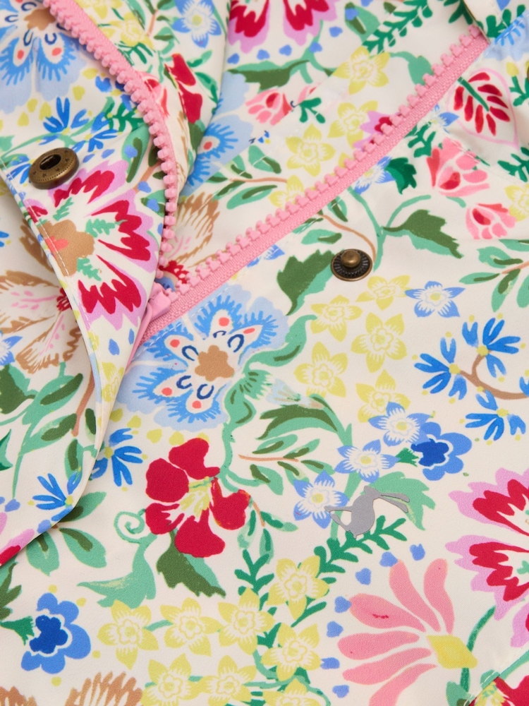 Joules Rainford Multi Floral Waterproof Packable Raincoat With Hood - Image 6 of 10