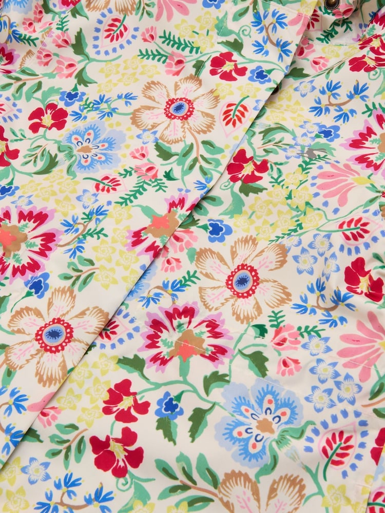 Joules Rainford Multi Floral Waterproof Packable Raincoat With Hood - Image 9 of 9
