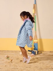 Joules Rainford Blue Floral Waterproof Packable Raincoat With Hood - Image 2 of 8