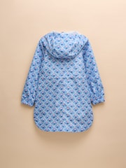 Joules Rainford Blue Floral Waterproof Packable Raincoat With Hood - Image 5 of 8