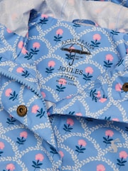 Joules Rainford Blue Floral Waterproof Packable Raincoat With Hood - Image 7 of 8