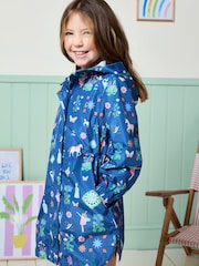 Joules Rainford Navy Waterproof Packable Raincoat With Hood - Image 1 of 9