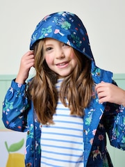 Joules Rainford Navy Waterproof Packable Raincoat With Hood - Image 2 of 9