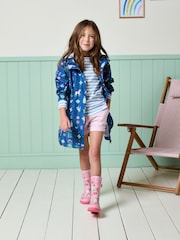 Joules Rainford Navy Waterproof Packable Raincoat With Hood - Image 4 of 9