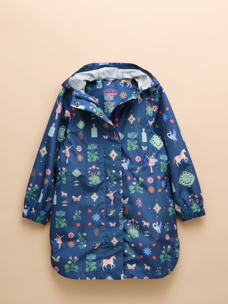 Joules Rainford Navy Waterproof Packable Raincoat With Hood - Image 5 of 10