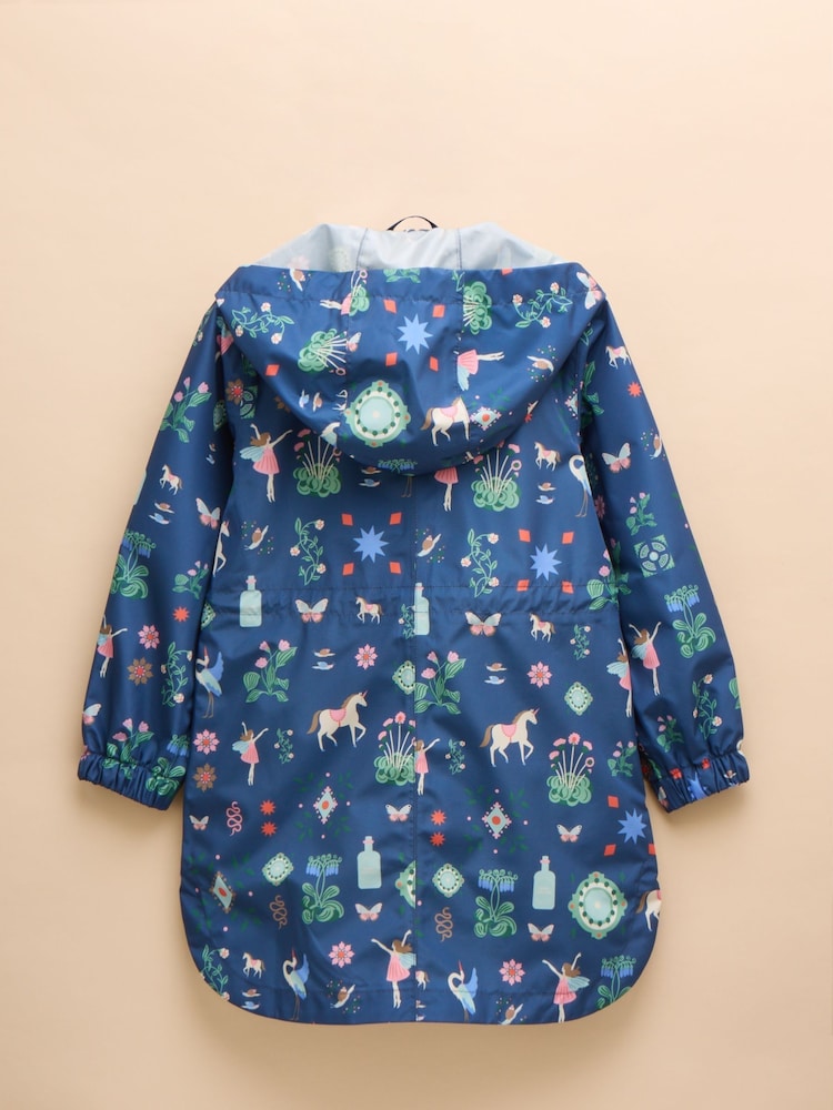 Joules Rainford Navy Waterproof Packable Raincoat With Hood - Image 6 of 10